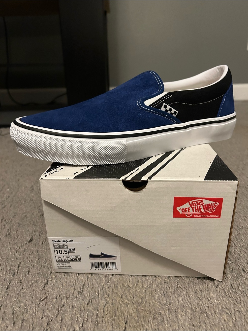 Vans Skate Slip-On Sport Blue Black 10.5 New!!
